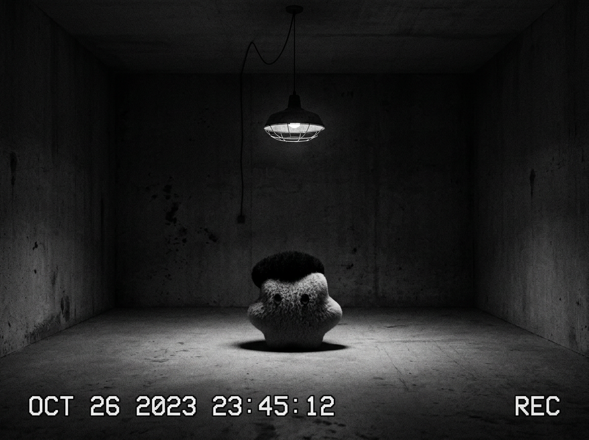 Blue alone in a dark room